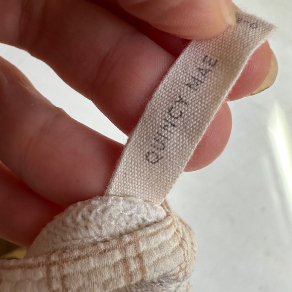 Quincy Mae Long Sleeve One Piece Rashguard in Oat Check - Picture 3 of 6